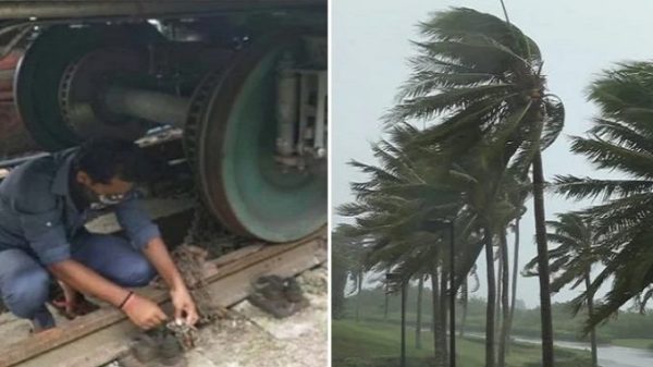 আসছে ঘূর্ণিঝড় ‘ইয়াস’, ট্রেন বাঁধা হচ্ছে চেন দিয়ে